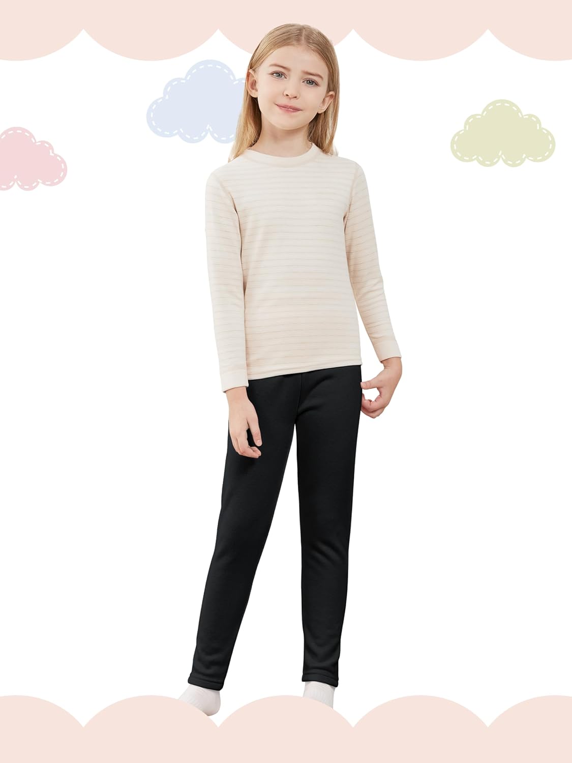 Girls Fleece Lined Leggings Cotton Kids Winter Warm Leggings Thick Thermal Tights Pants - Image 4