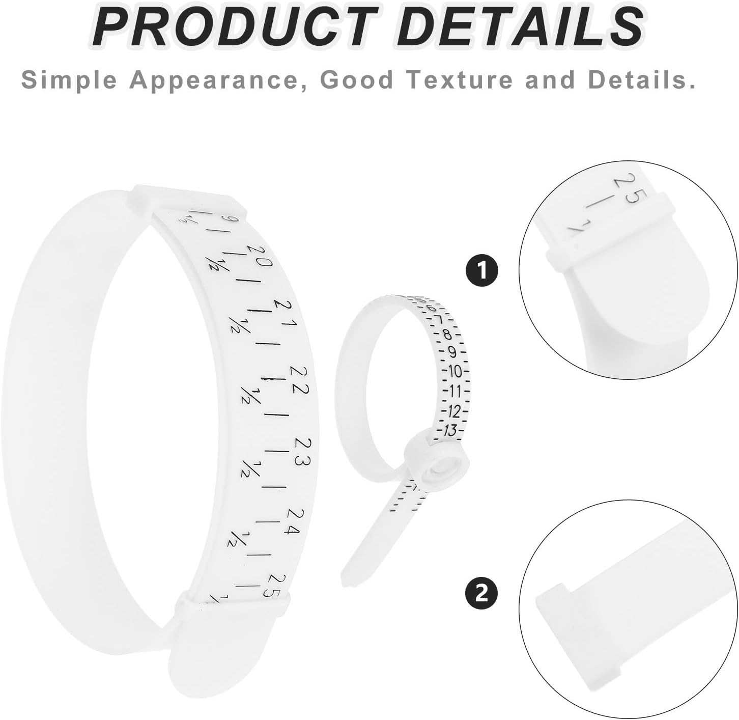 DRAFIDEEP 4pcs Pe Ring Sizer and Bangle Measuring Tool Set with Integrated Magnifier and Clearly Marked Scales for Accurate Size Measurement of Rings and Bangles in Vintage Jewelry