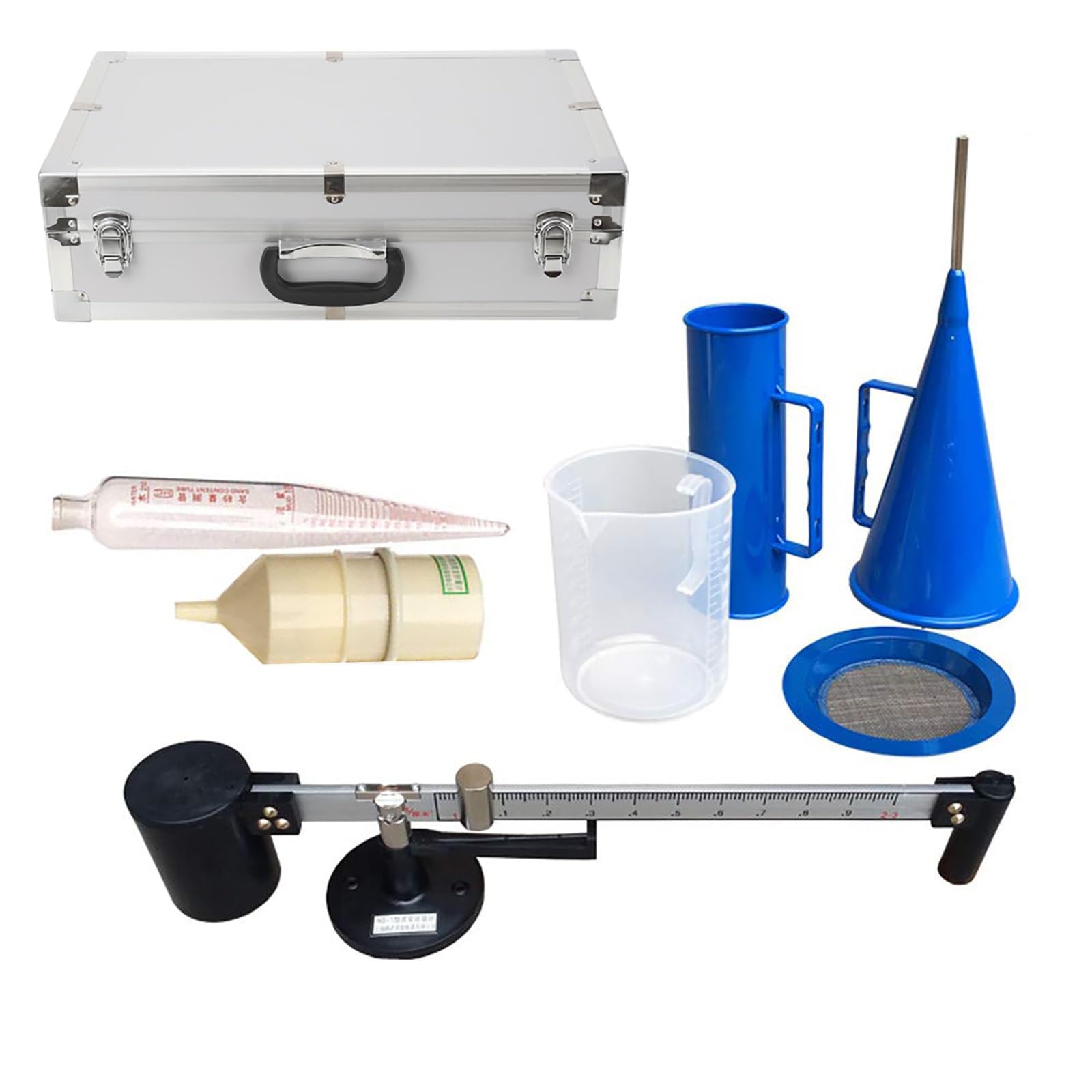 Schlammtester Kit, Hydrometer Densimeter, Sandgehaltsmesser, misst Schlammgewicht 0,96-3 g/cm³, Viskositätsbecher Kapazität 500 ml, Laborausrüstung