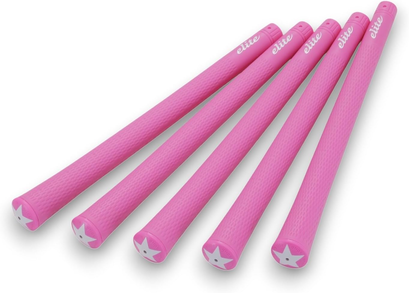 elitegrip Standard Series S48 Star Golf Grips, Grip Ends - Body Shape, Grip Point, Rhinestone, Back Line, M58/M60/M62, Deep Pink, Length 10.4 inches (265 mm), Set of 5