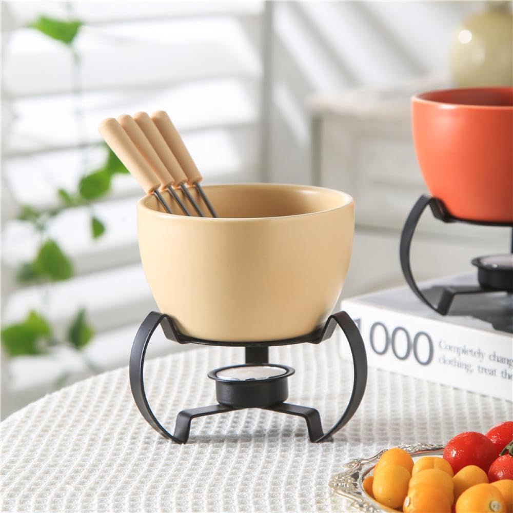 Sizikato Porcelain Chocolate Fondue with Base, 15 Oz