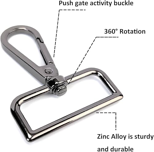 Miniatura 4 de VersaKits 15 piezas de herrajes para bolso, ganchos giratorios de servicio pesado con anillos en D para bolso y hebillas deslizantes de tres guías