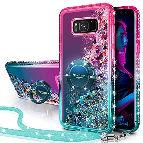 Miss Arts Funda Galaxy S8 Plus,[Silverback] Carcasa Brillante Purpurina con Soporte giratorios, Transparente Cristal Telefono Fundas Case Cover para Samsung Galaxy S8 Plus -Verde