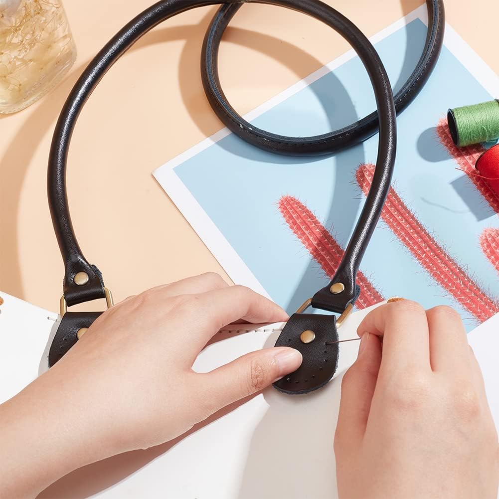 PH PandaHall 2pcs Leather Purse Handles 24.2” Sew On Bag Handles Purse Replacement Strap Black PU Leather Handbag Strap for Purses Handbag Shoulder Crossbody Bag Tote Bag Making Supplies - Image 6