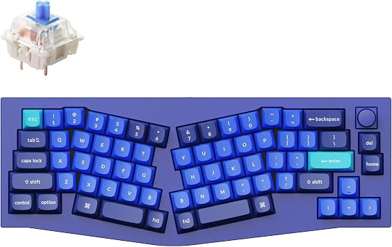 Keychron Q8 Wired Custom Mechanical Keyboard Knob Version 65% Alice Layout QMK/VIA Programmable Hot Swappable Gateron G Pro Blue Switch Double Gasket for Mac Windows Linux Blue