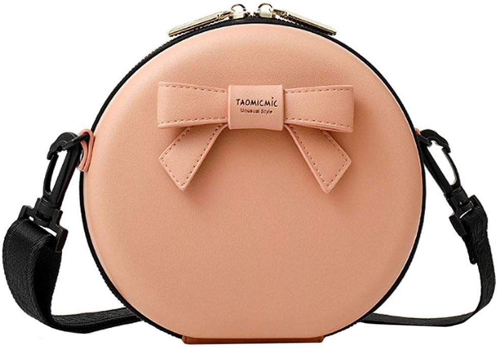 Buddy Women Round Shape Shoulder Bag Faux Leather Crossbody Bag Bowknot Purse