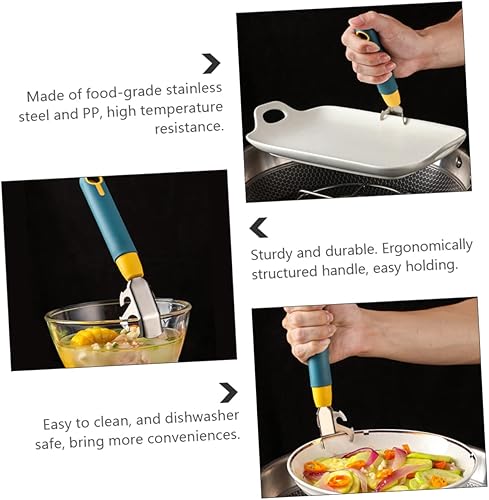 Miniatura 4 de Veemoon 3 unids levantador de bandeja plato caliente plato clip de placa Pinzas Tazón Pinzas Clip de acero inoxidable Abrazaderas de plato de cocina