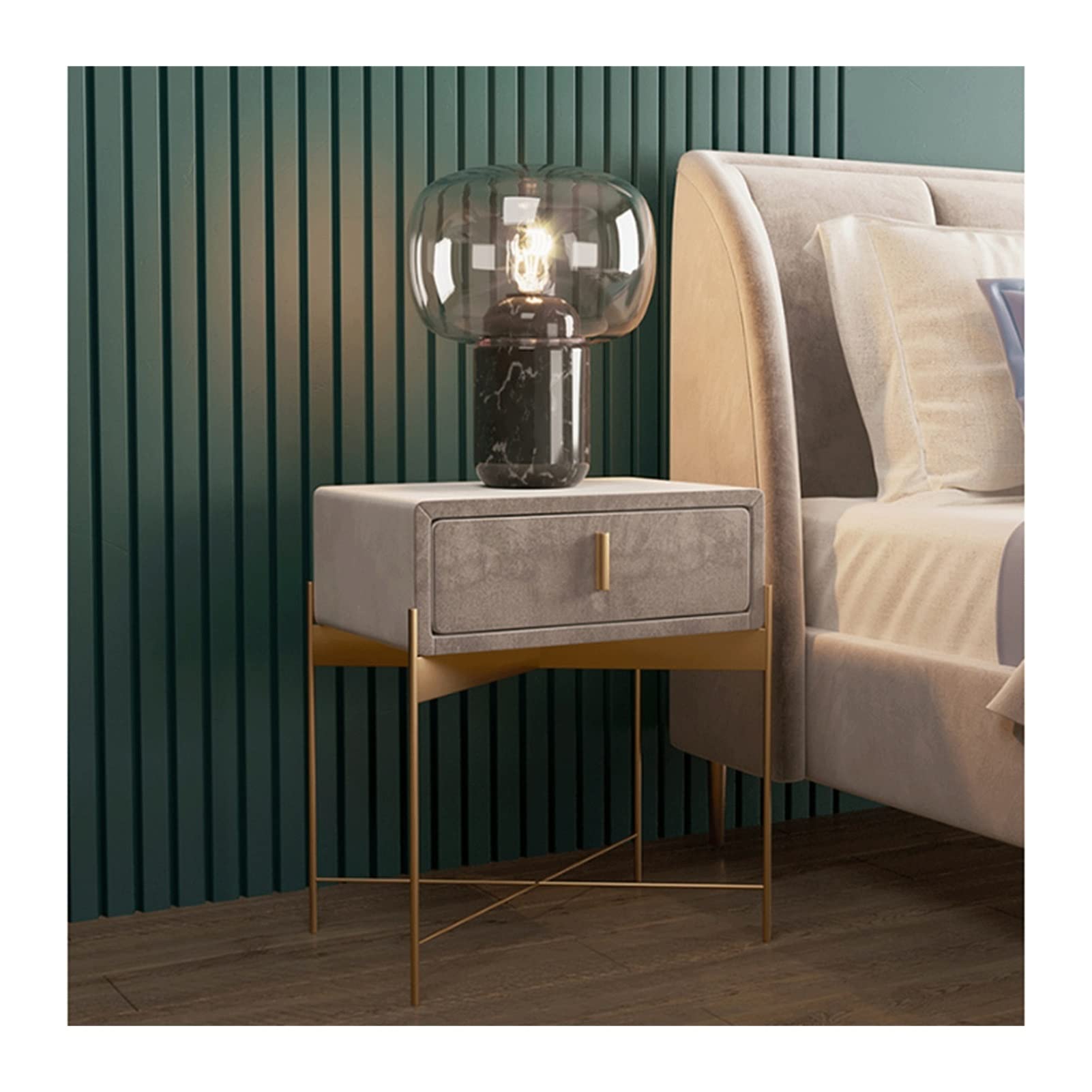 nachtschrank Kleinwohnung Nachttisch Schmiedeeisen Aufbewahrungsschrank Schlafzimmer Flanell Komplettes Einfaches Nachttischkabinett nachttische (Color : B)