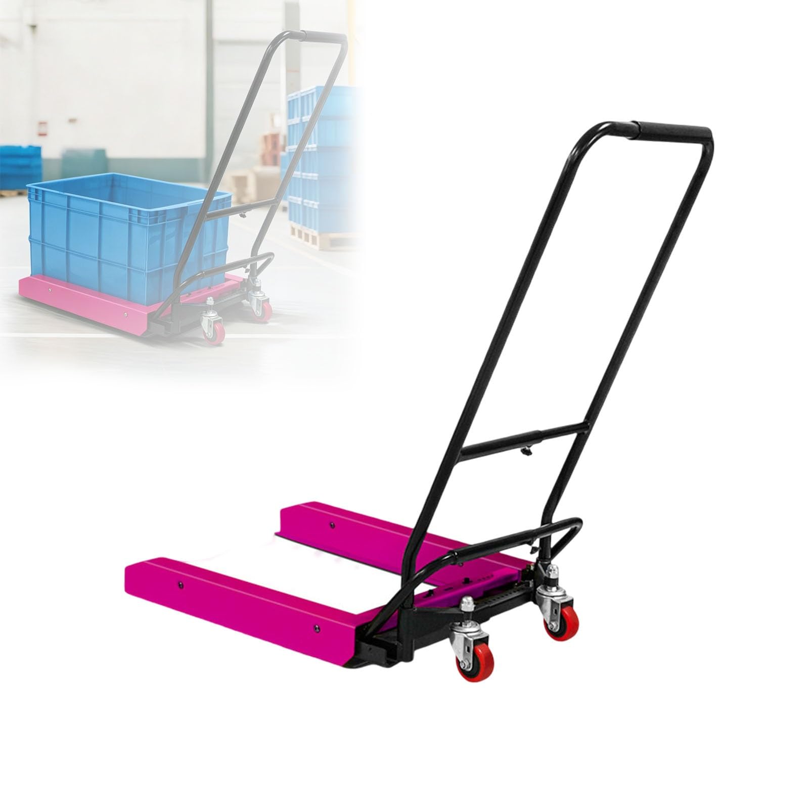 Pallet Jack Truck 550 lbs Capacity, Foot-operated lift design, Heavy Duty Manual Pallet Truck with Non-Marking PU Wheels for Narrow Aisles Warehouse, Workshops(Red,L-100cm)