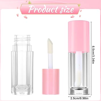 4Pcs Refillable Lip Balm Containers with Rubber Stoppers - 6ml Empty Lip Gloss Tubes with Wand for DIY Lipgloss (4 Colors)