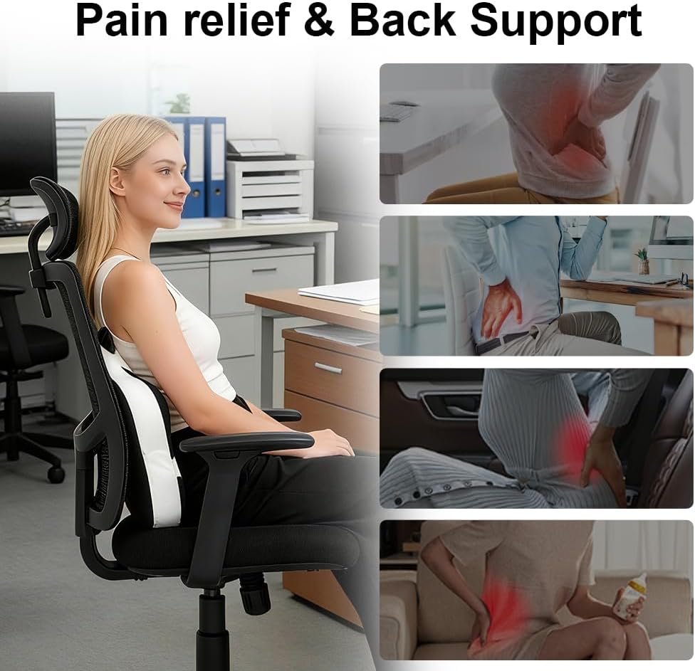 Lumbar Support Pillow for Office Chair, Panda Design, Car Seat and Office Chair & Home Essentials, High Density Memory Foam Ergonomic Back Pillow, Improve Posture,Relieve Soreness