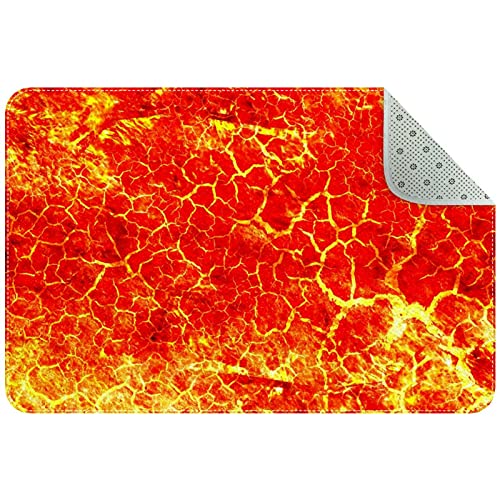 Fußmatten für den Innen- und Außenbereich, Eingangsbereich, Garage, stark frequentierte Bereiche, Schuhteppiche, super saugfähige Fußmatten, vulkanische Lava-Oberfläche, Magma-Textur, 89 x 61 cm