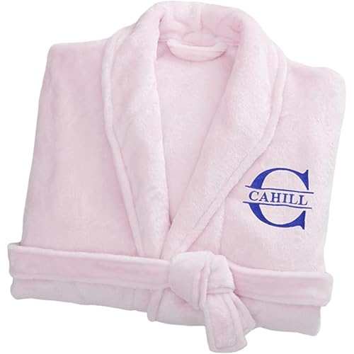 Personalization Universe Lavish Last Name Embroidered Fleece Robes