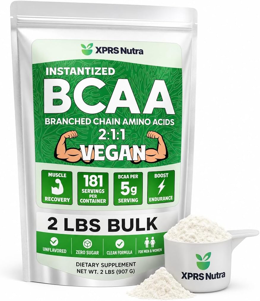 XPRS Nutra BCAA Powder - Amino Acids Supplement for Men - Unflavored BCAA Workout Supplements - Gym Supplements for Men - Amino Acids Supplement for Women for Gym Post Workout Recovery (2 Pounds)