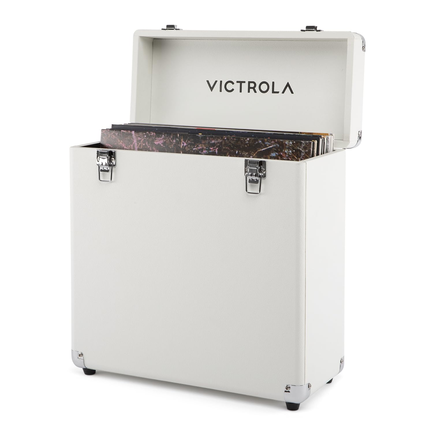 Victrola Collector II - Vinyl Record Storage Case, Holds 30+ LPs - White