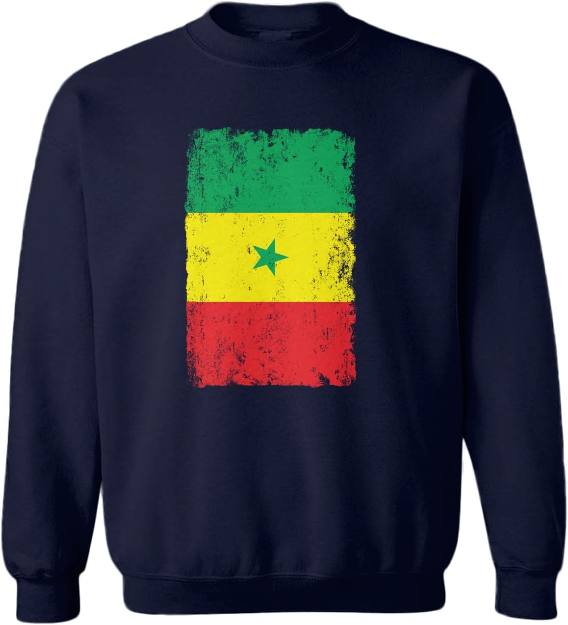 Tcombo Big Distressed Senegal Flag Country Toddler Fleece Crewneck Sweater