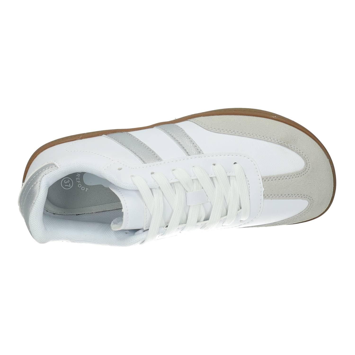 DEMAX 7-1227H Zapatillas Deportivas respetuosas para Mujer Demax Blancas con Detalles Plata y Plantilla Double Memory Foam Mujer Deportivos