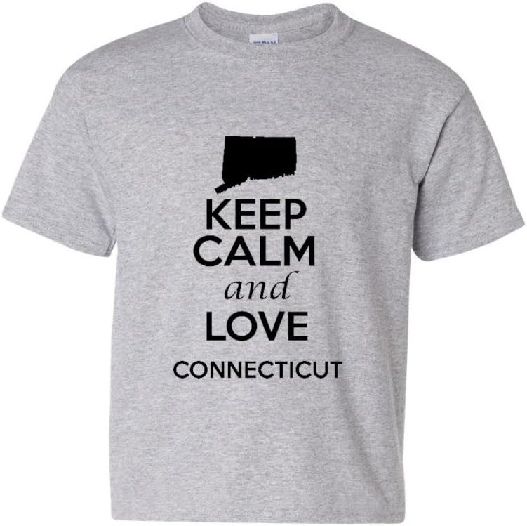 Keep Calm and Love Connecticut Statement Novelty Youth Kids T-Shirt Tee