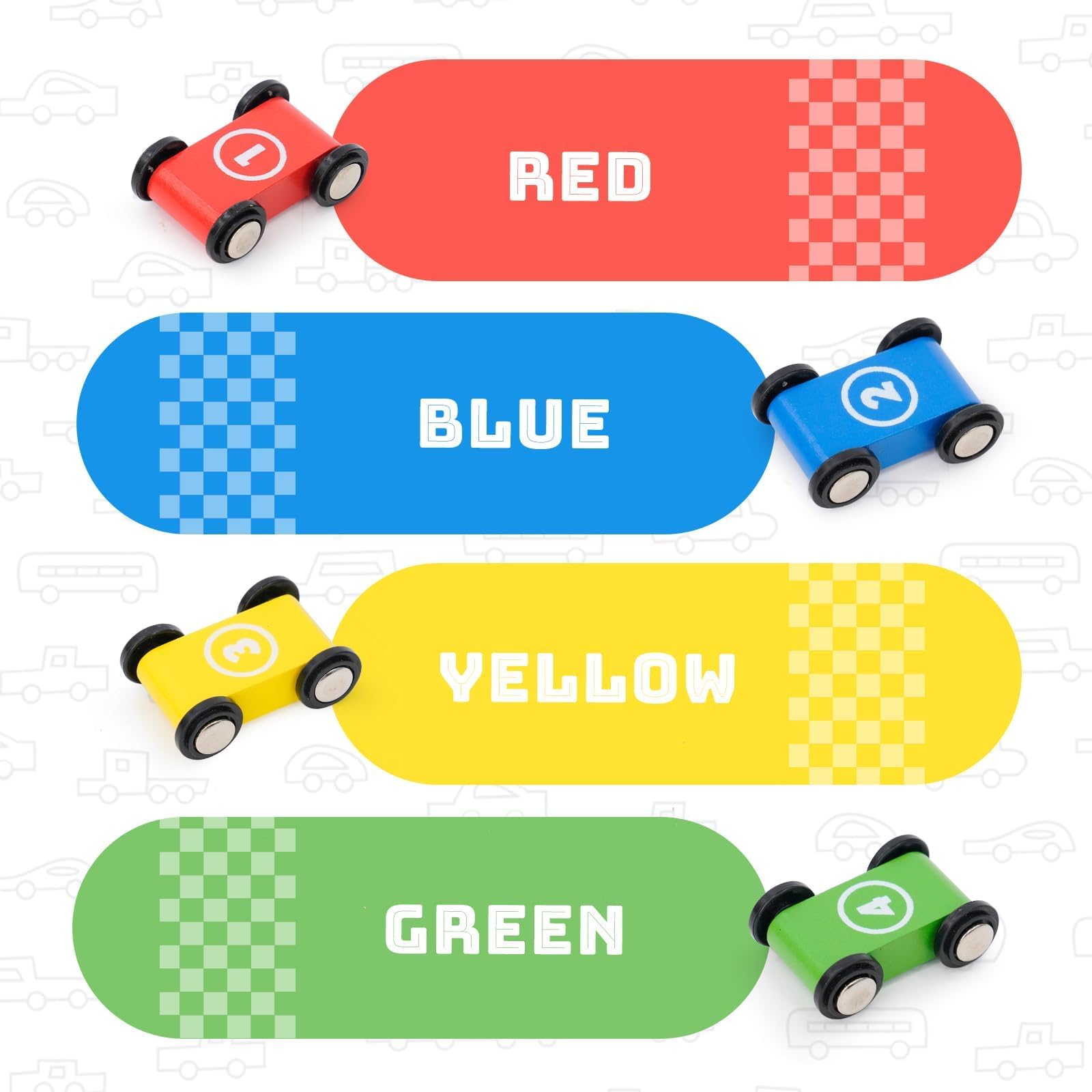 Wooden Car Ramp Toys Click Clark Race Cars Wooden Race Track Car Ramp Racer Zig Zag Track with 2 Parking Lot Garage 4 mini Cars Slide Montessori Toys Gifts for Toddlers Boys Girls 1 2 3 + - Image 4