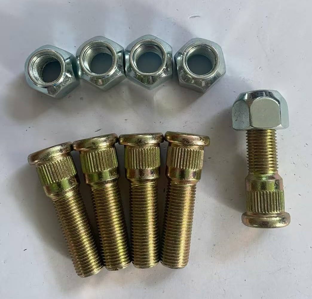 5pcs 1/2"-20 x 2 in. UHL Length 0.61 in. Knurl Press-in Wheel Studs with Lug Nuts Replacement for Dexter 3500-7000lbs Axle Trailer Hub