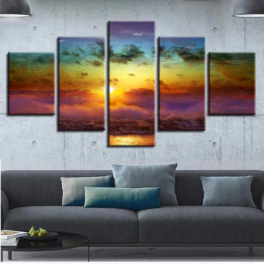 Impresiones sobre lienzo 5 piezas sunrise ocean landscape decoracion pared salon moderno