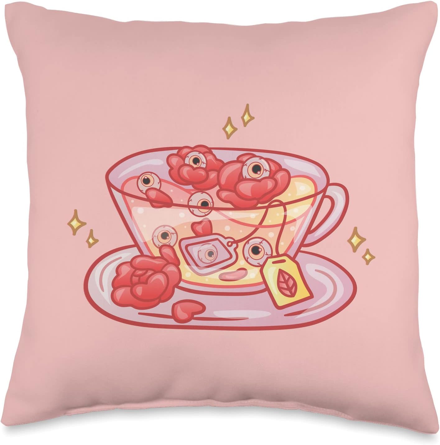 Weirdcore Aesthetic Clothes Alt Indie DreamcoreWeirdcore Aesthetic Eyes Tea Eyeballs In A Tea Cup Throw Pillow