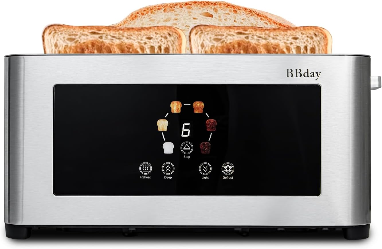 4 Slice Toaster with Extra Wide Slots, Removable Crumb Tray and Cancel, Defrost & Reheat Function, Toast Bread