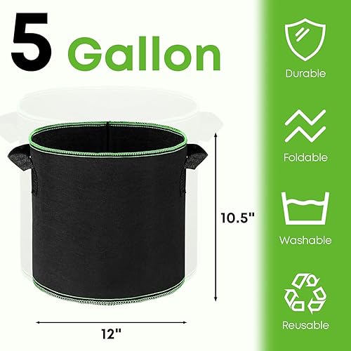 Miniatura 10 de GARDEN4EVER - Bolsas de cultivo de 1 a 30 galones, macetas de tela para plantas no tejida gruesa, contenedor resistente con asas