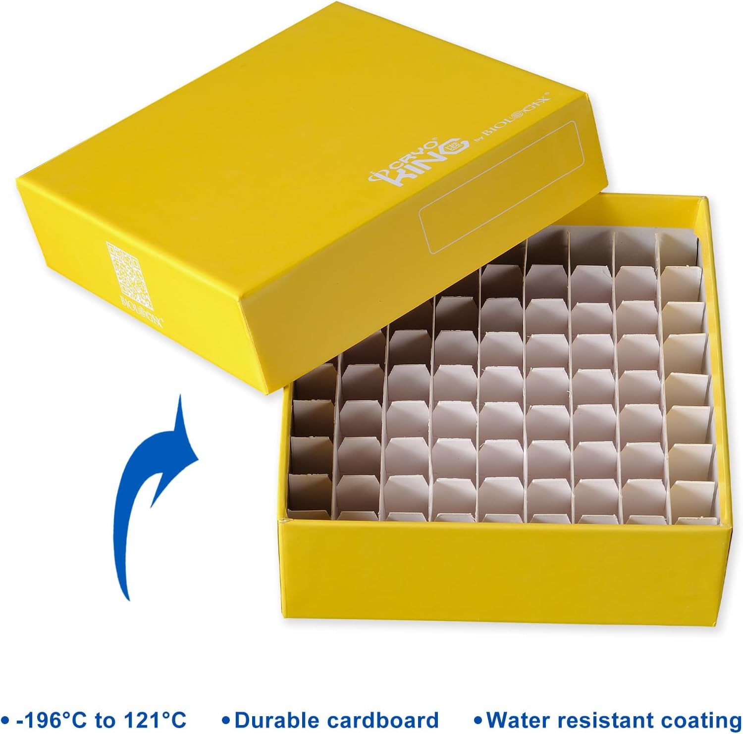 81 Wells Tube Racks, 2 Inch Height Cryo Boxes, Lab Freezer Box with Lid, Cardboard Freezer Lab Box, Fit 0.5mL/1.5/2.0mL Microcentrifuge Vials, Assorted Colors, Case of 100