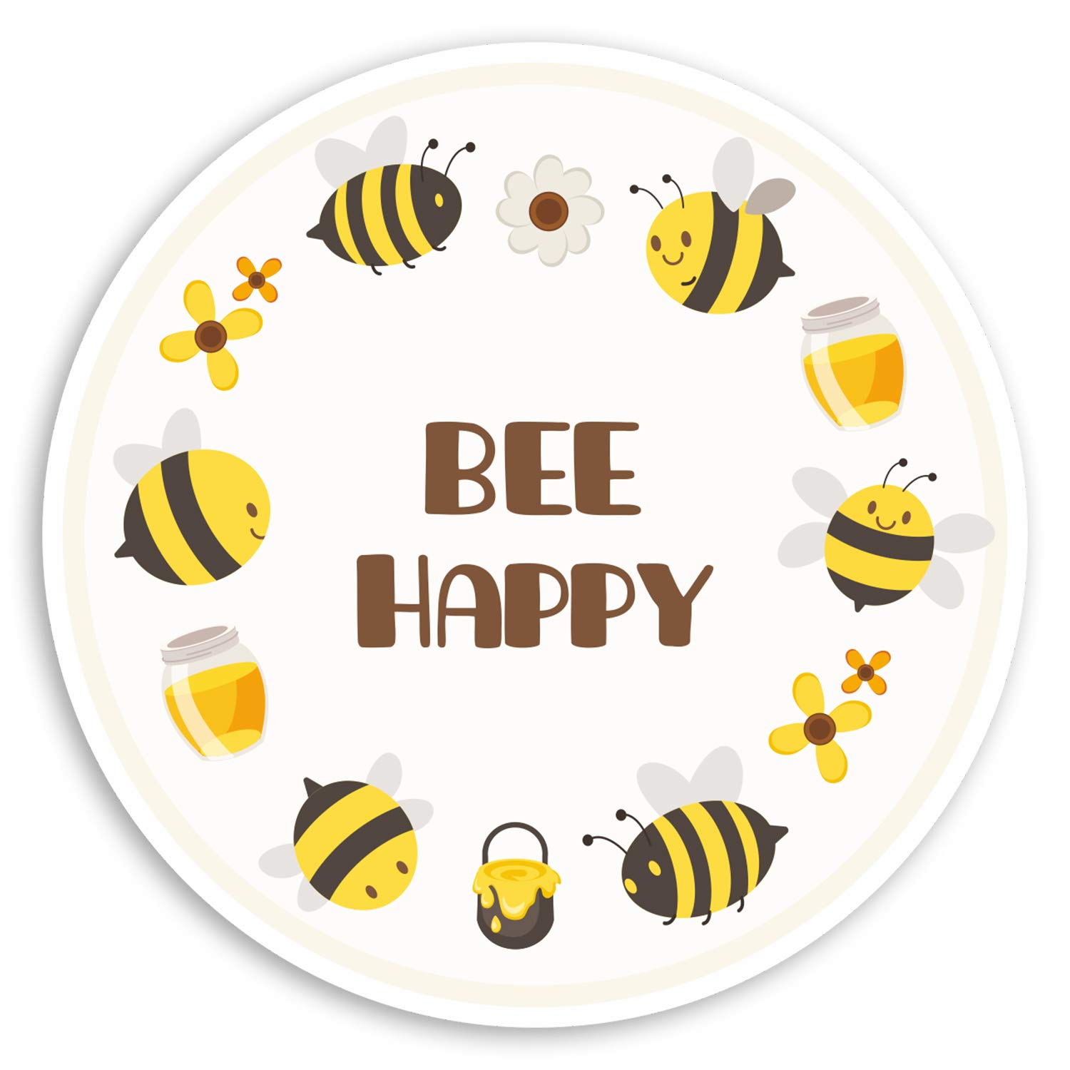 Destination Vinyl Ltd Multi 2 X 10Cm Be Happy Vinyl Stickers - Bumble Bee Positive Fun Laptop Sticker #31991 (10Cm Wide)