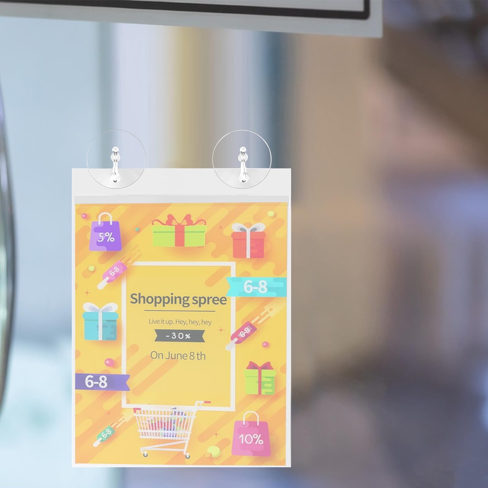 Cuyacili 6 pezzi Porta cartelli in Plastica da Parete con Ventosa 30,5x21,5 cm Portaposter A4 da parete Supporti per display in trasparente per finestra