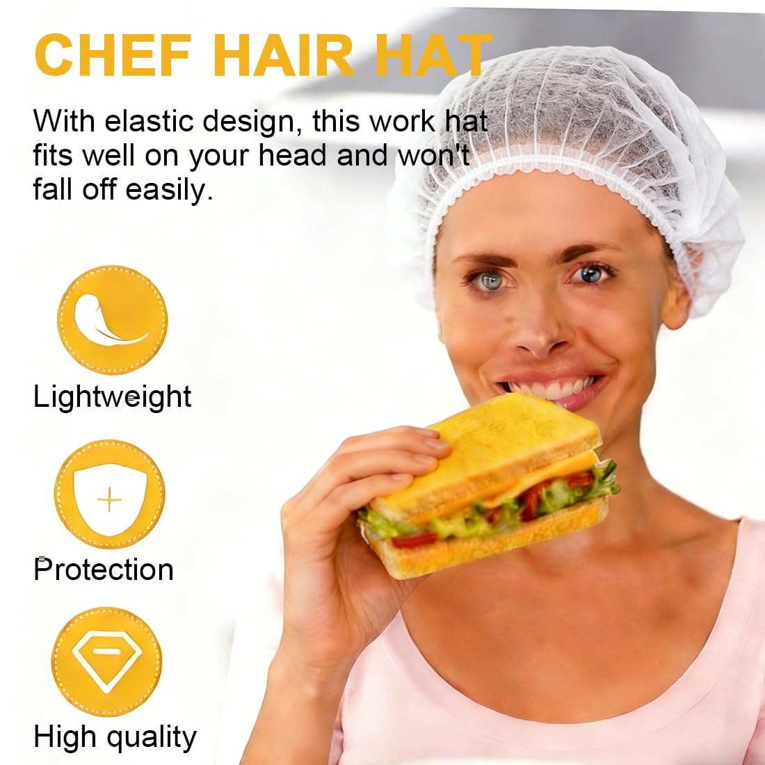 Rete Elastica Per Capelli Cucina Cappello Da Cuoco Unisex Regolabile Riutilizzabile Lavabile 4 Pezzi