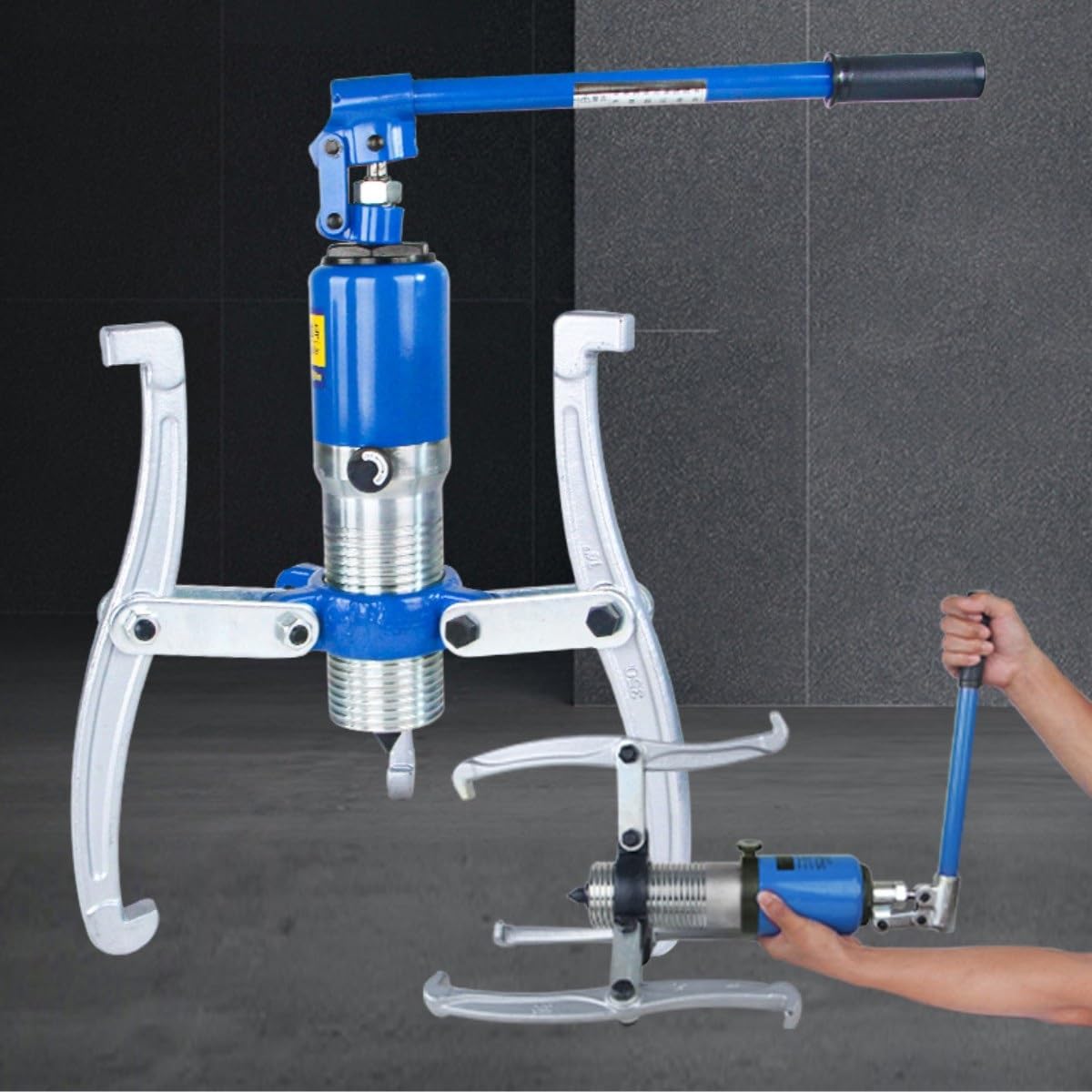 Hydraulischer Zahnradabzieher, max. 10 Tonnen, Lagernabenabzieher mit 2 oder 3 Backen, hydraulisches Abzieher-Trennwerkzeug zum Abziehen von Naben, Flanschen, Zahnrädern, Lagern (Farbe: Gelb)