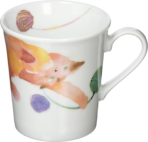 13173 Ceramic Indigo Moko Cat Mug, Pink, Size Approx. 3.5 inches (8.8 cm), H 3.7 inches (9.3 cm)