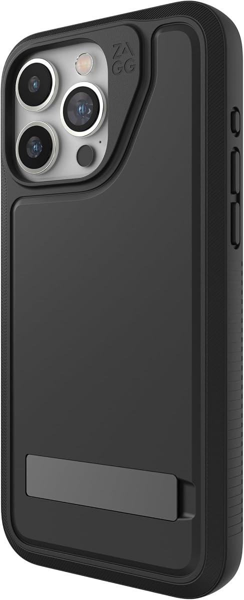 Everest Snap iPhone 15 Pro Max Case with Kickstand - Drop Protection (20ft/6m), Triple-Layer Textured Cell Phone Case, No-Slip Design, MagSafe Phone Case, Black