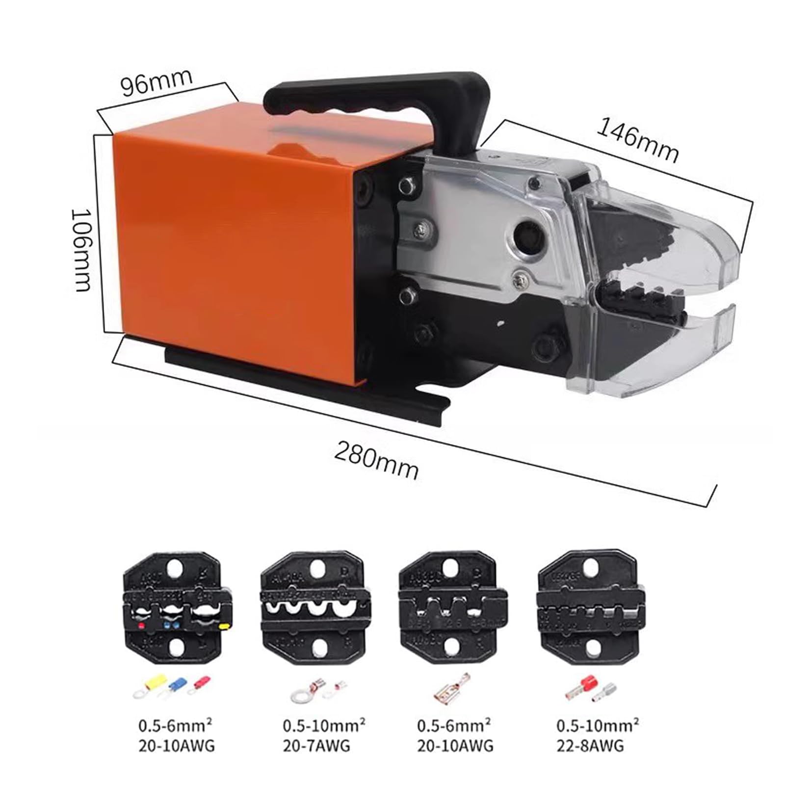 Pneumatische Crimpzange, Drahtklemmen-Crimpmaschine, 1,3 T Ausgang, Crimps bis zu 16 mm², mit 4 Schneideisen & Pedalschalter für Verschiedene Terminals