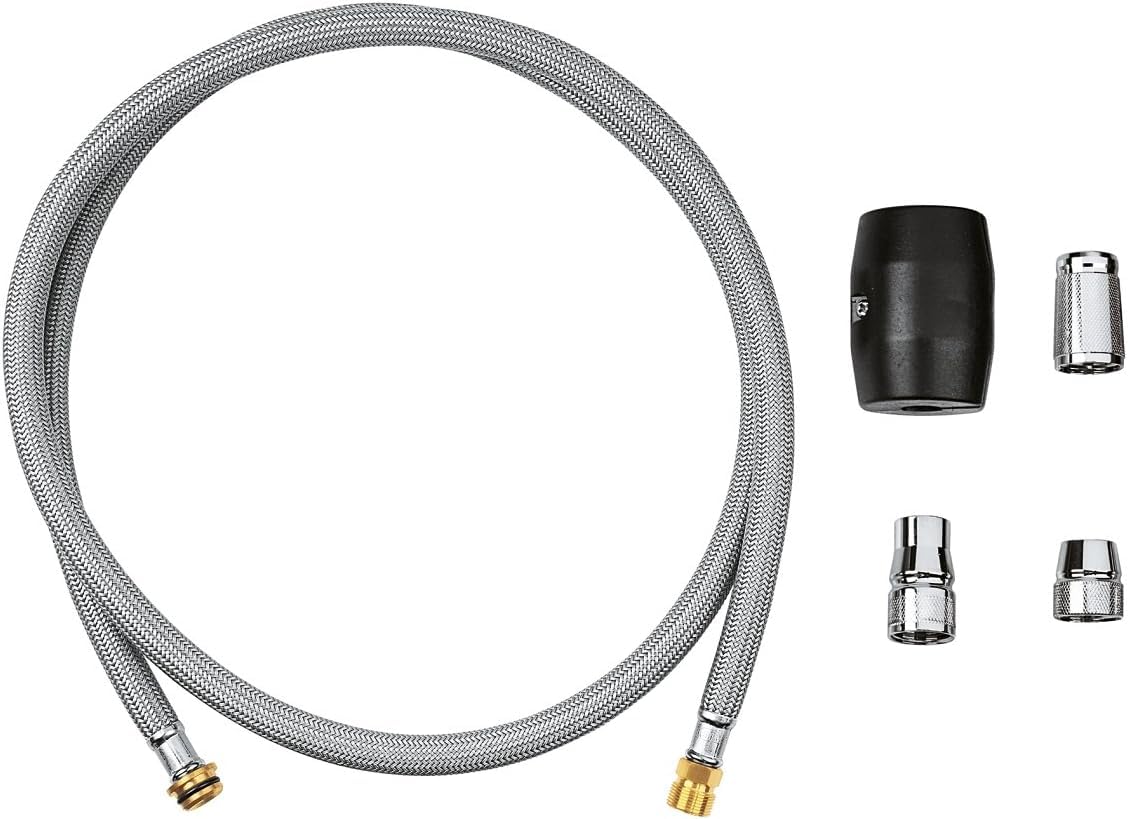 GROHE Flexible pour mitigeur de cuisine avec douchette extractible, chrome, 48293000 (Import Allemagne) & Auslaufbrause 46757000