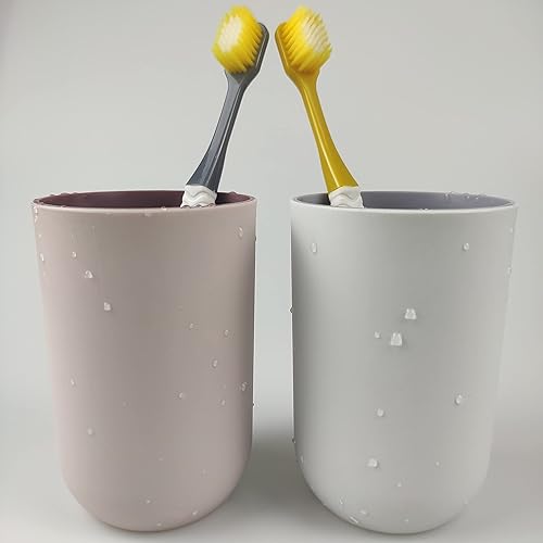 Miniatura 3 de RabyLeo Taza de 10.5 onzas, juego de 2 vasos reutilizables irrompibles para cepillo de dientes de plástico, 10.1fl oz, apto para lavavajillas (rosa