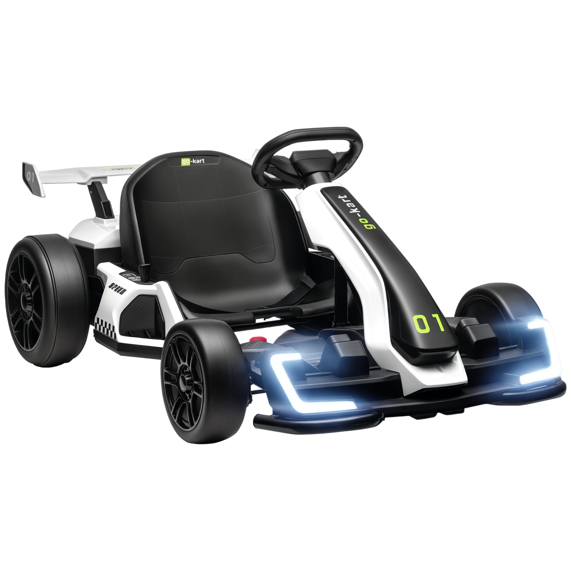 HOMCOM Go Kart Elettrico Bambini 24V 2 Motori Drift Sedile Regolabile Bianco
