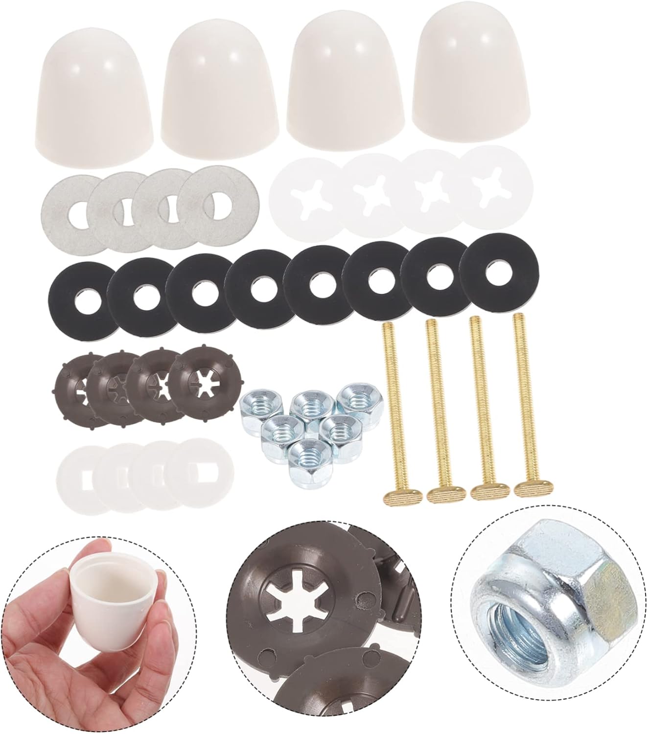 Hemoton 3sets Toilet Tank Gasket Seal Toilet Bolt Washer Replacement Parts for