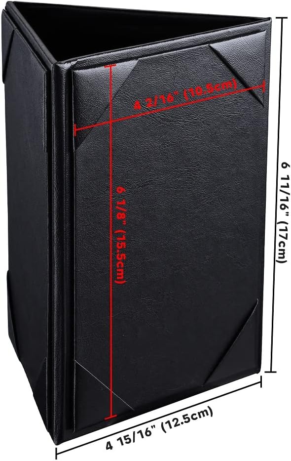 10pcs Table Tent Menu Covers 4x6inches Black Leatherette Menu Holder for Table Tent Restaurant,Cafes,Bars (3 Sides)