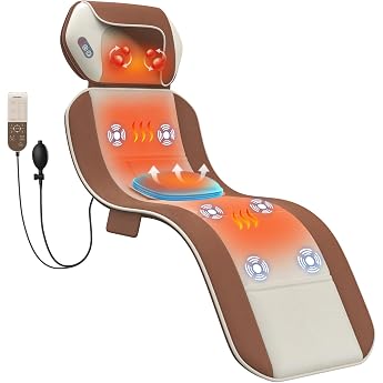 Full Body Massage Mat with Warmth, Back Pad, Lumbar Traction, Full Body Heating, 4 Modes, 6 Quieter Motors, Waist 1.5-1.9 m, 