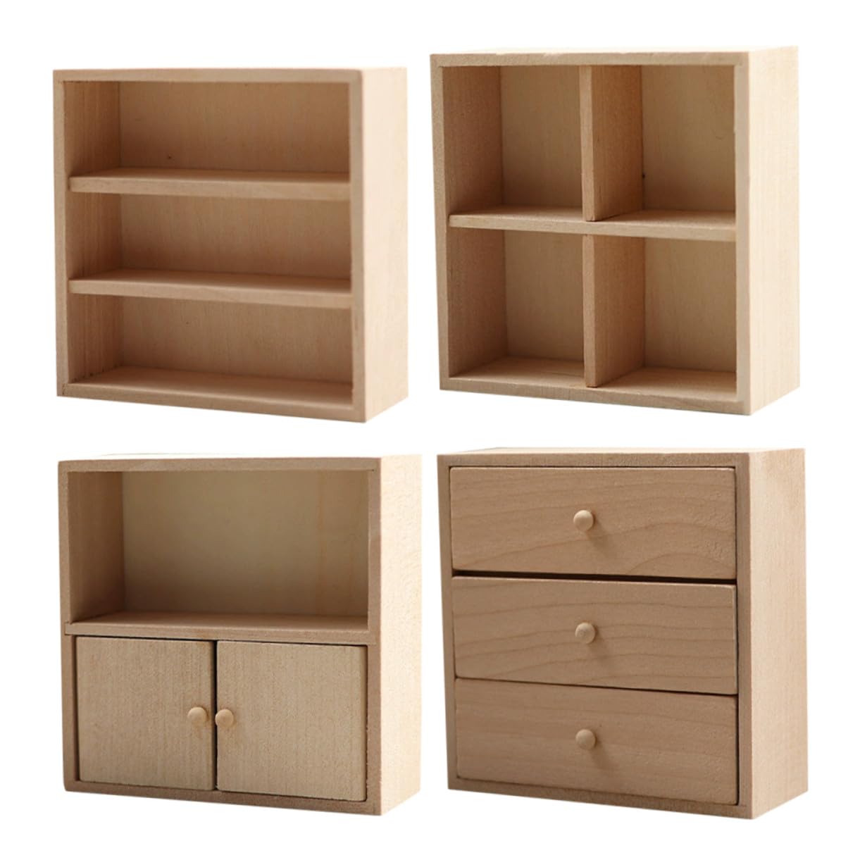 Estantería de Casa de Muñecas de Madera Beige 4 Piezas