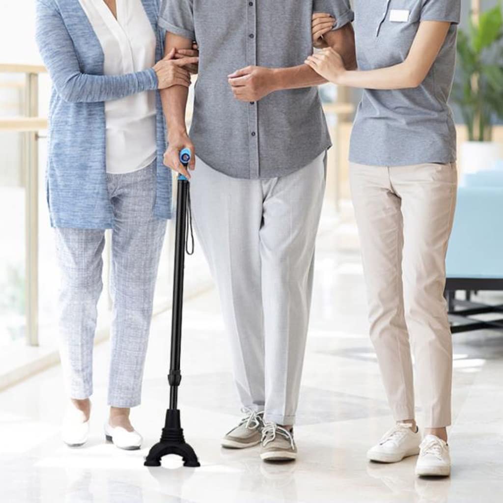 GCX- Muletas for Ancianos Bastón Ligero Antideslizante de Cuatro Patas con Cabeza de Goma Ayuda telescópica for Caminar for Ancianos con bastón de Cuatro Patas Firma