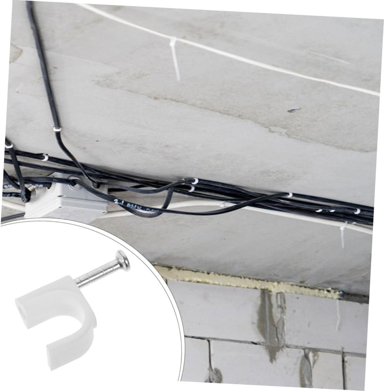 200pcs Nail Cable Clips for Wall Flat Ethernet and Wire Holders Easy Install Cord Management Staples for Wire Tack
