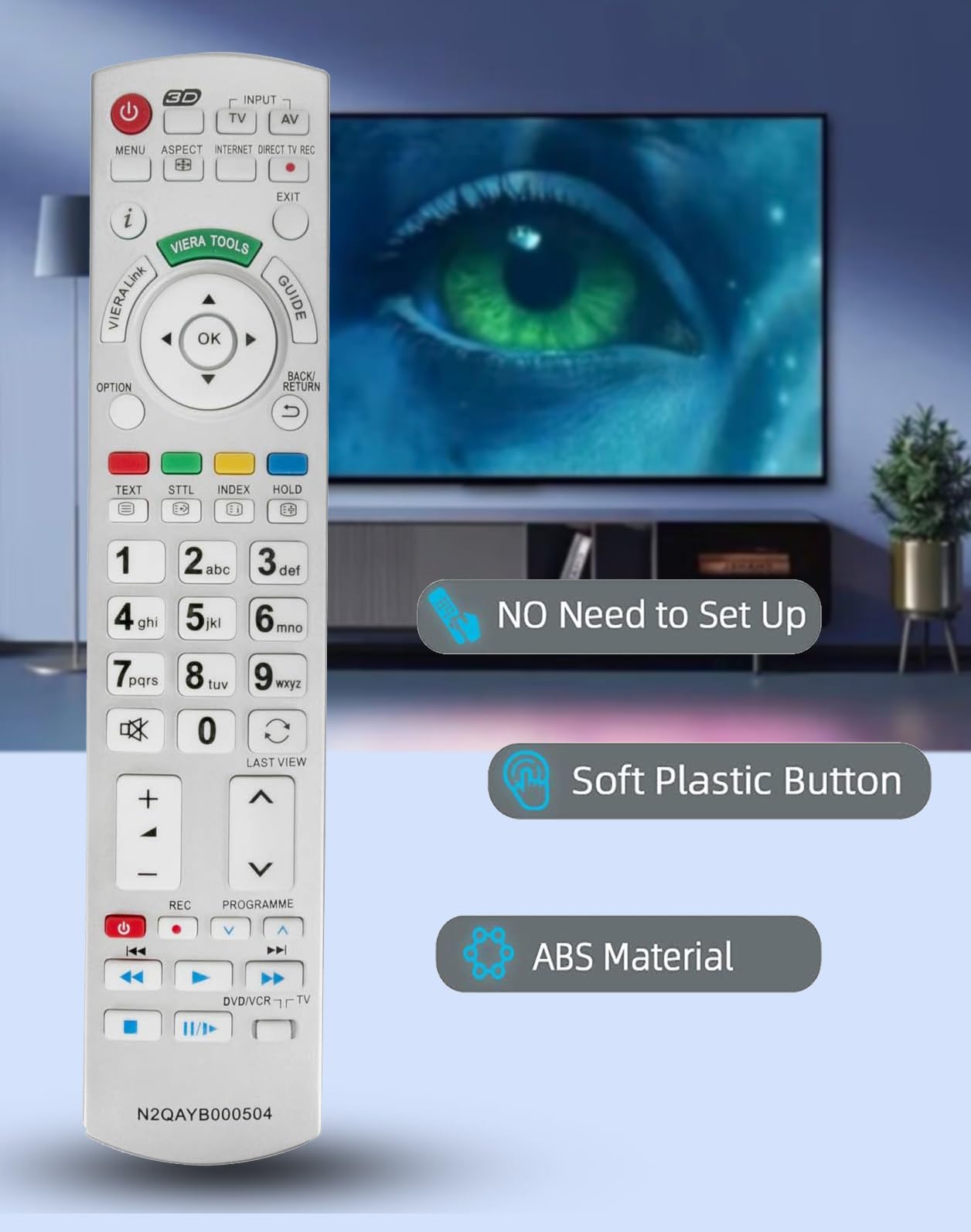 N2QAYB000504 Universal Replacement Remote Control for Panasonic Viera TV N2QAYB000673 N2QAYB000785 TX-L24D35 TX-L37EW30 TX-L42ES31 TX-L37V20E TX-L42G20E TX-P42GT20E TX-P46G20E TX-P50G20E - Image 3
