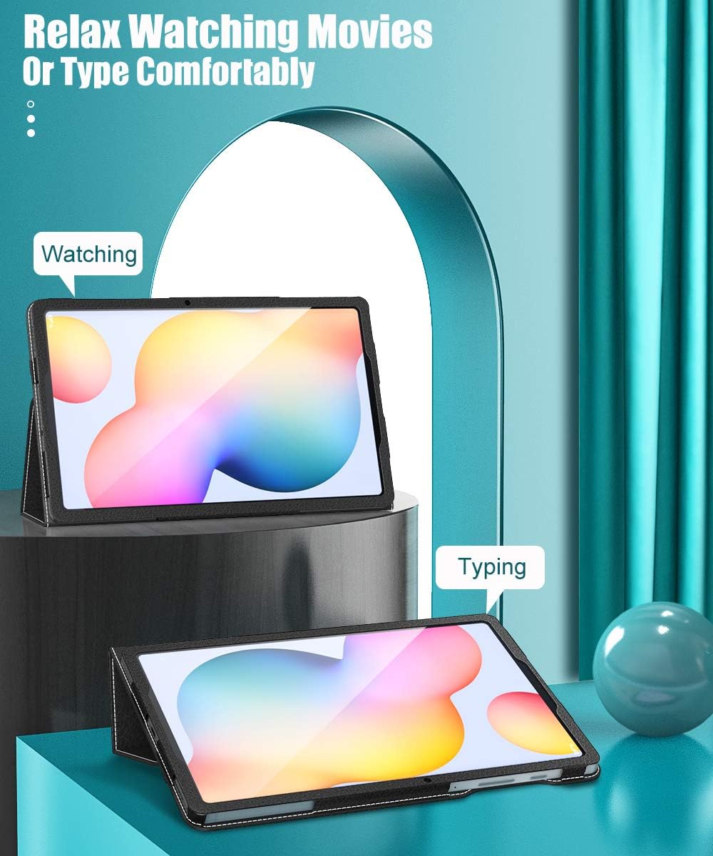 MoKo Case Compatible with Galaxy Tab S6 Lite 2020, Slim PU Tablet Shell Cover Stand Case with Auto-Wake S-Pen Holder Fit Samsung Galaxy Tab S6 Lite 10.4 2020 SM-P610/P615 ONLY - Black