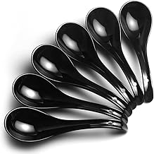 Asian Soup Spoons, IQCWOOD 6.75 inch Ceramic Soup Spoon, Chinese Soup Spoons, White Large Japanese Soup Spoons for Ramen Pho Wonton Soup Dumpling Miso, Set of 6