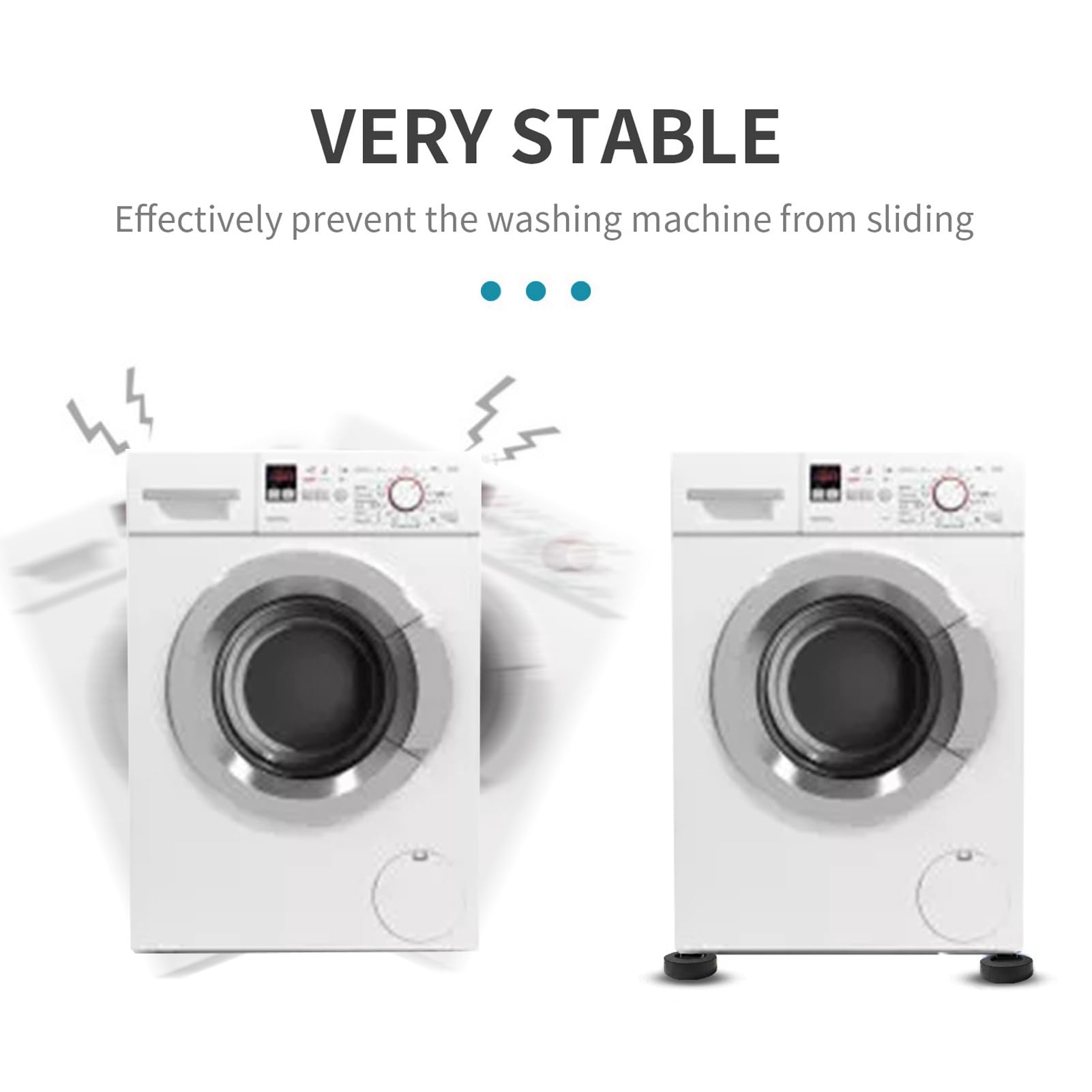 Gavigain 4 PCS Washing Machine Feet Mats, Antislip Rubber Anti Vibration Feet Pads Washing Machine Feet Anti Vibration for Most Washing Machines or Dryers