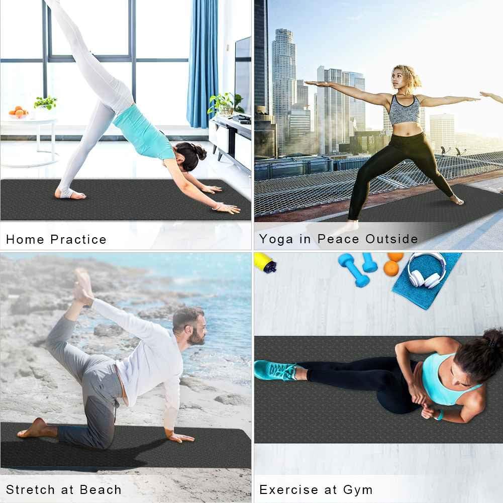 Swonuk Yoga Mat 1/4 Inch Thick Exercise Fitness Mat - Large High Density Non-Slip Workout Mat 72”x 24”x 0.24” for Yoga/ Pilates/Ashtanga, Anti-Tear Classic TPE with Carrying Strap for Women & Men : Sports & Outdoors